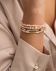 Sparkling Jewels armband Rose Quartz Roundel Interstellar - Gold SBG-GEM13-MIX-RDL - PansiteNederland.nl