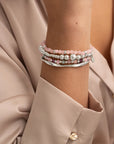 Sparkling Jewels armband Rose Quartz Roundel Interstellar - Silver SB-GEM13-MIX-RDL - PansiteNederland.nl