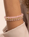 Sparkling Jewels Sparkling Jewels Armband Rose Quartz Interstellar - Gold 3mm SBG-GEM13-3MM-MIX - PansiteNederland.nl