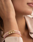 Sparkling Jewels armband Rose Quartz Fuse beads - Gold - 6mm SB-G-6MM-FUSE-G13 - PansiteNederland.nl