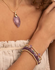 Sparkling Jewels armband Amethyst Cushion Cut Beads - Gold SB-G-3MM-CC-G05 - PansiteNederland.nl