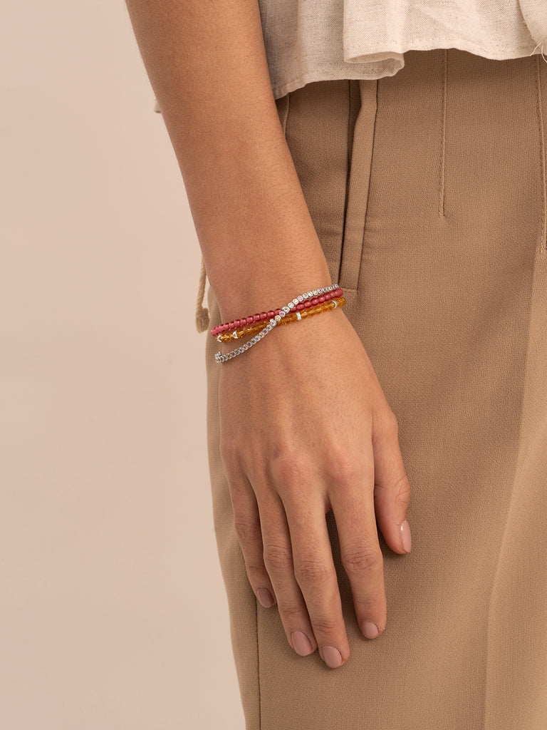Sparkling Jewels Armband Citrienkwarts SB-GEM65-MIX-RDL Zilverkleurig