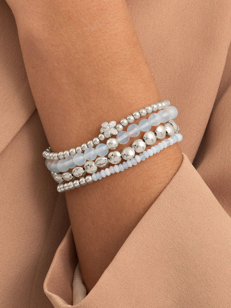 Sparkling Jewels Armband Opaliet 4mm SB-S-4MM-RLI-G14 Zilverkleurig