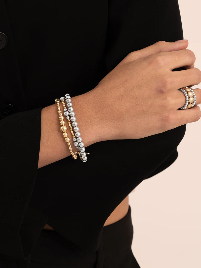 Sparkling Jewels Armband Bicolor mix 3mm gold + 4mm gold + 6mm SB-BI-MIX-01 Goudkleurig