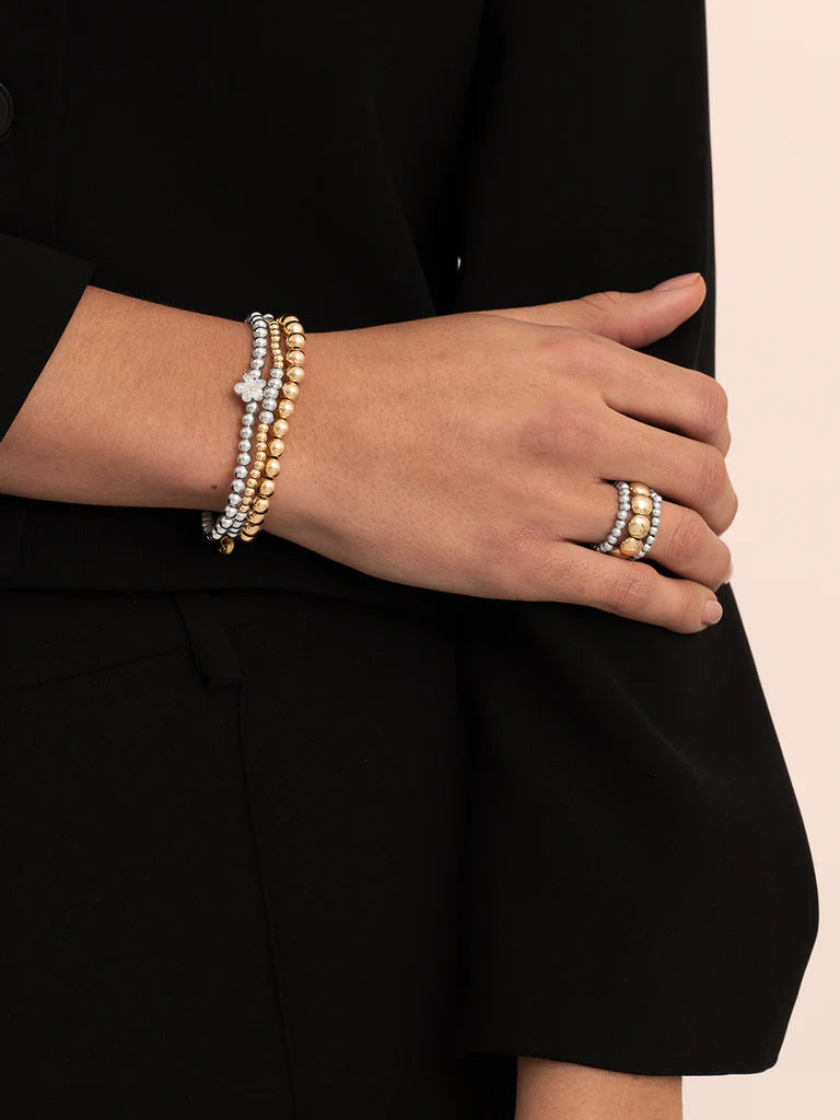 Sparkling Jewels Armband Bicolor mix 3mm gold + 4mm SB-BI-MIX-04 Goudkleurig