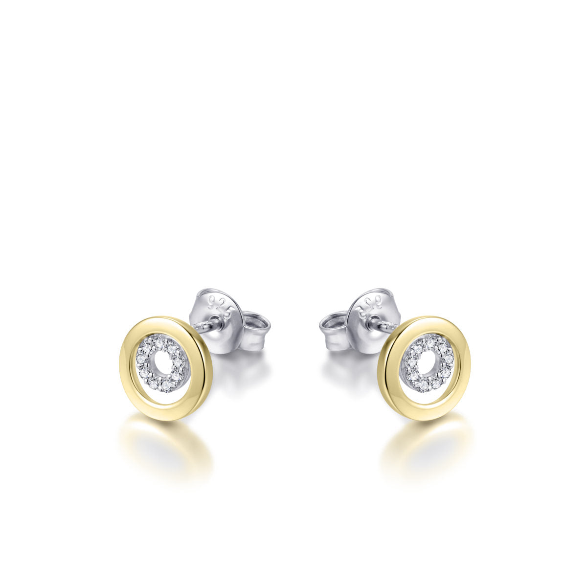 Gisser Oorbellen 14K Bicolor Goud Zirkonia Wit – VBE026 – foto 2