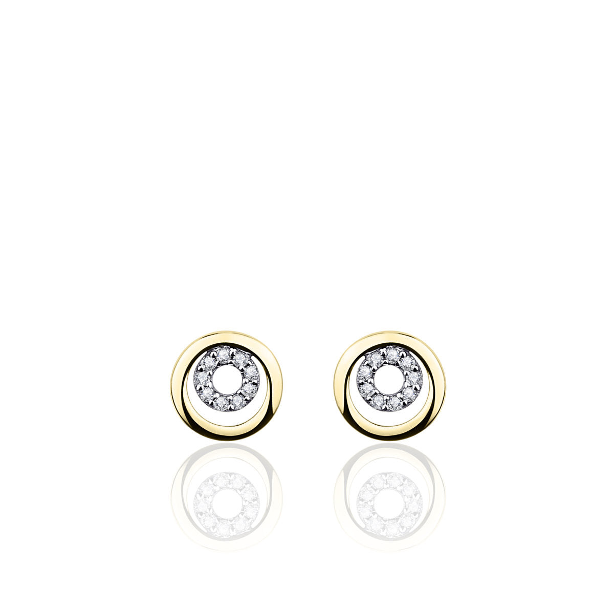 Gisser Oorbellen 14K Bicolor Goud Zirkonia Wit – VBE026