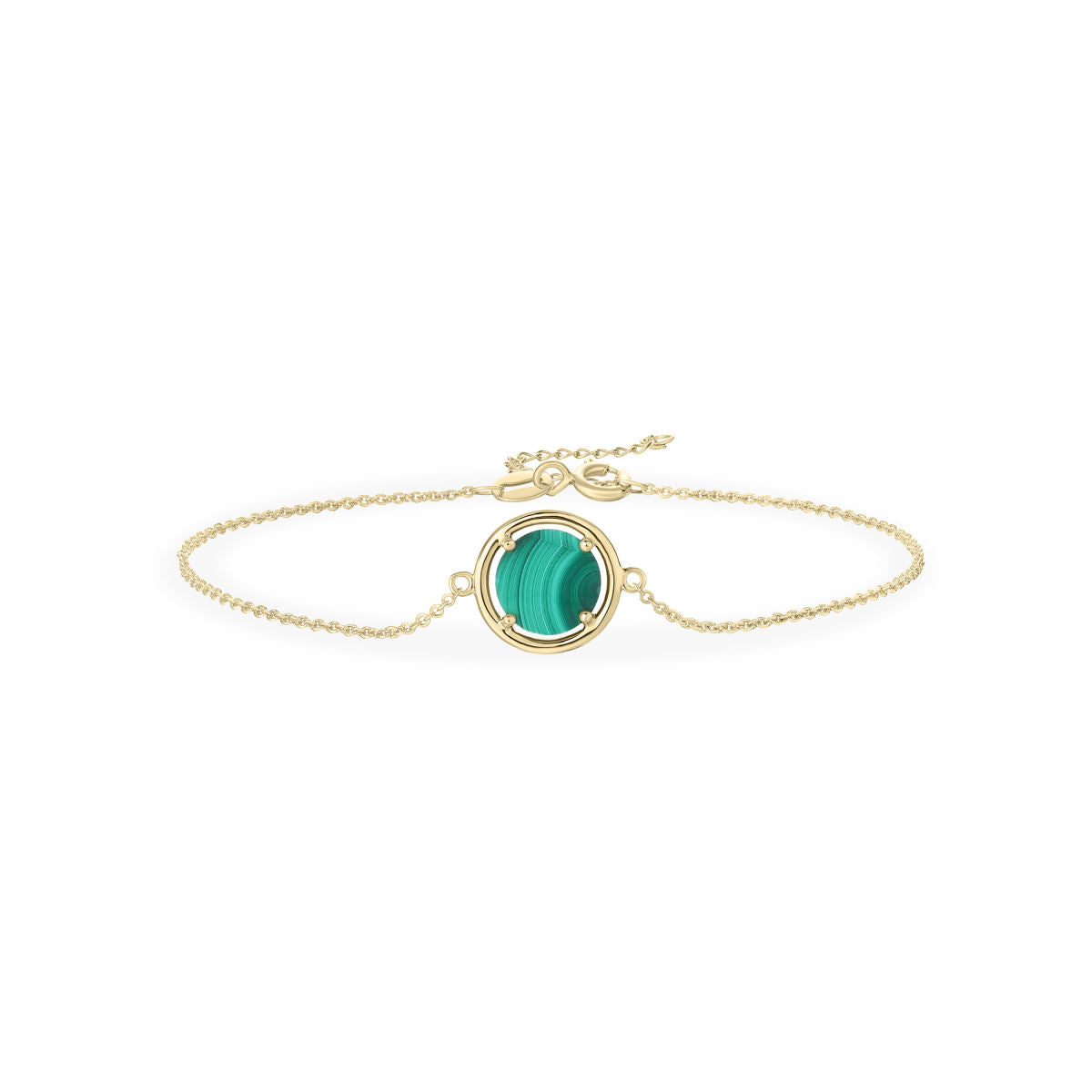 Gisser Armband 14K Geelgoud Malachiet Groen 17+3 cm – VGB015G