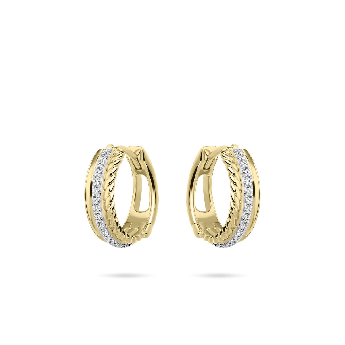 Gisser Oorbellen 14K Geelgoud Zirkonia Wit – VGKC1003