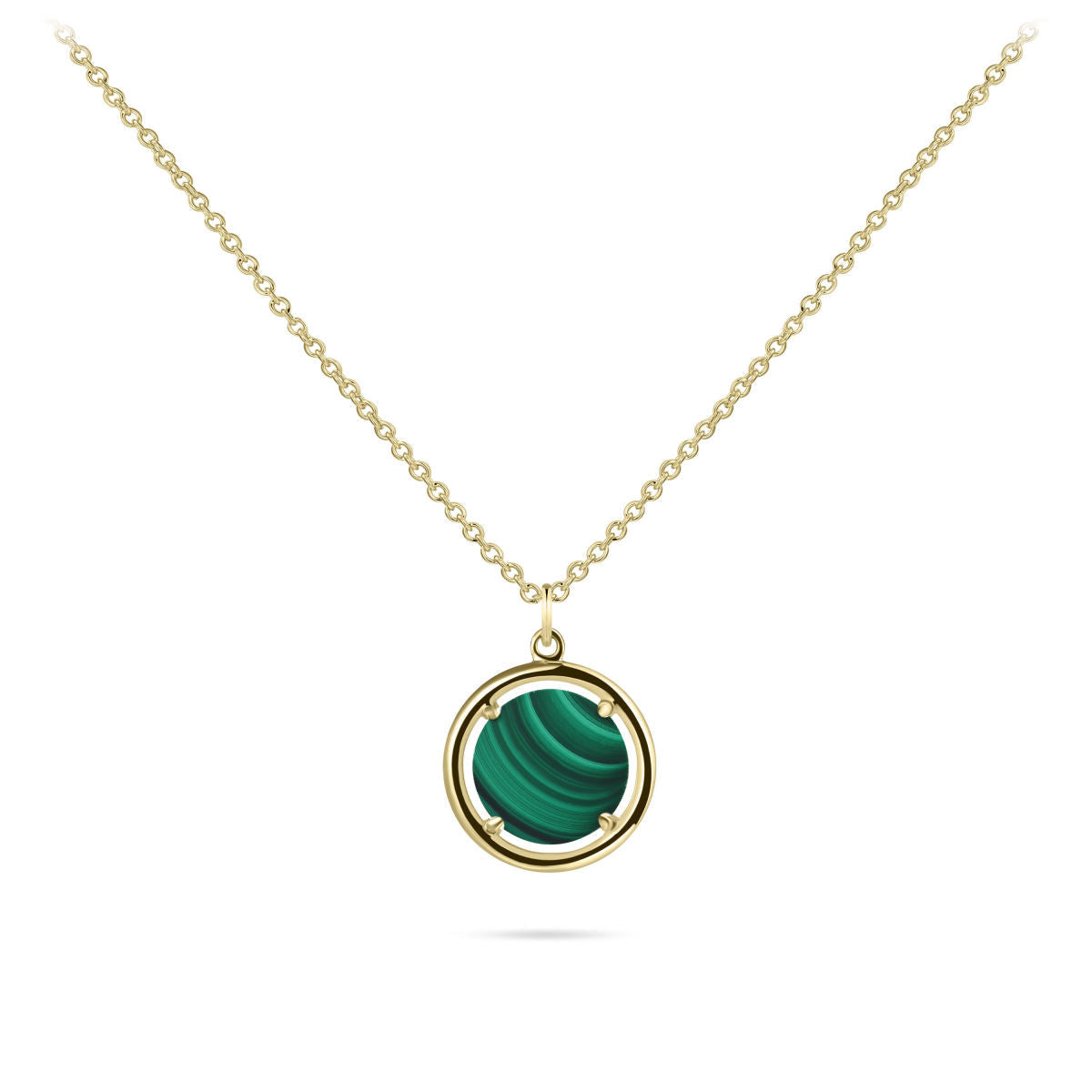 Gisser Ketting 14K Geelgoud Malachiet Groen 42+3 cm – VGN020G