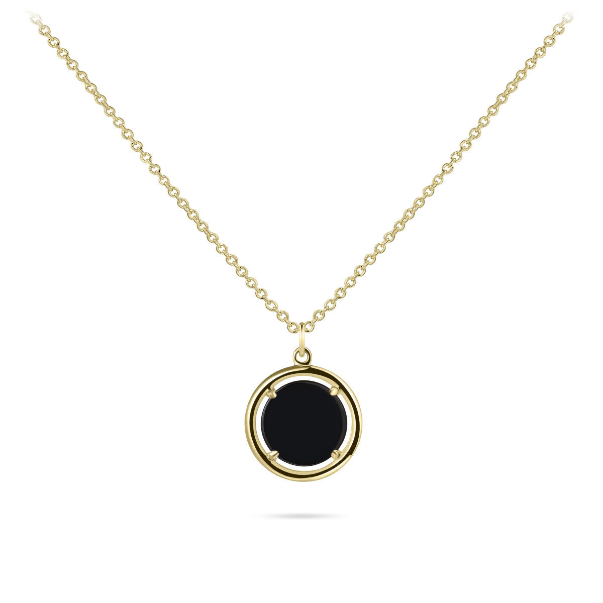 Gisser Ketting 14K Geelgoud Agaat Zwart 42+3 cm – VGN020Z