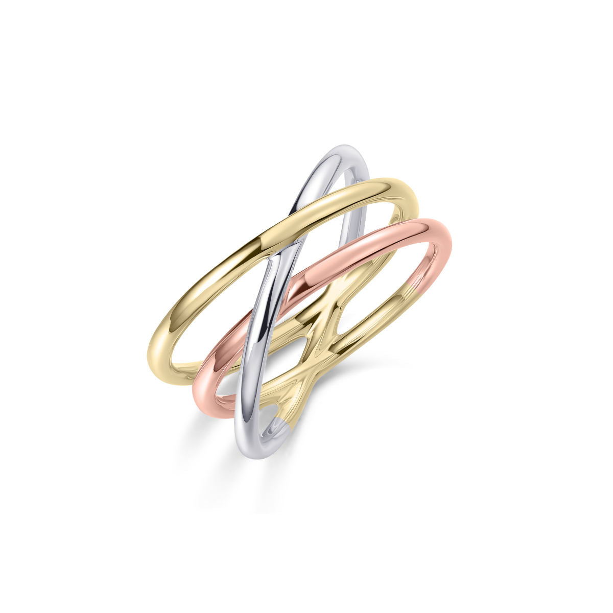 Gisser Ring 14K Tricolor Goud Zirkonia Wit – VTR053