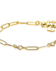 ZINZI zilveren armband 14K geel verguld paperclip schakel met zirconia 17-20 cm ZIA2079Y - PansiteNederland.nl