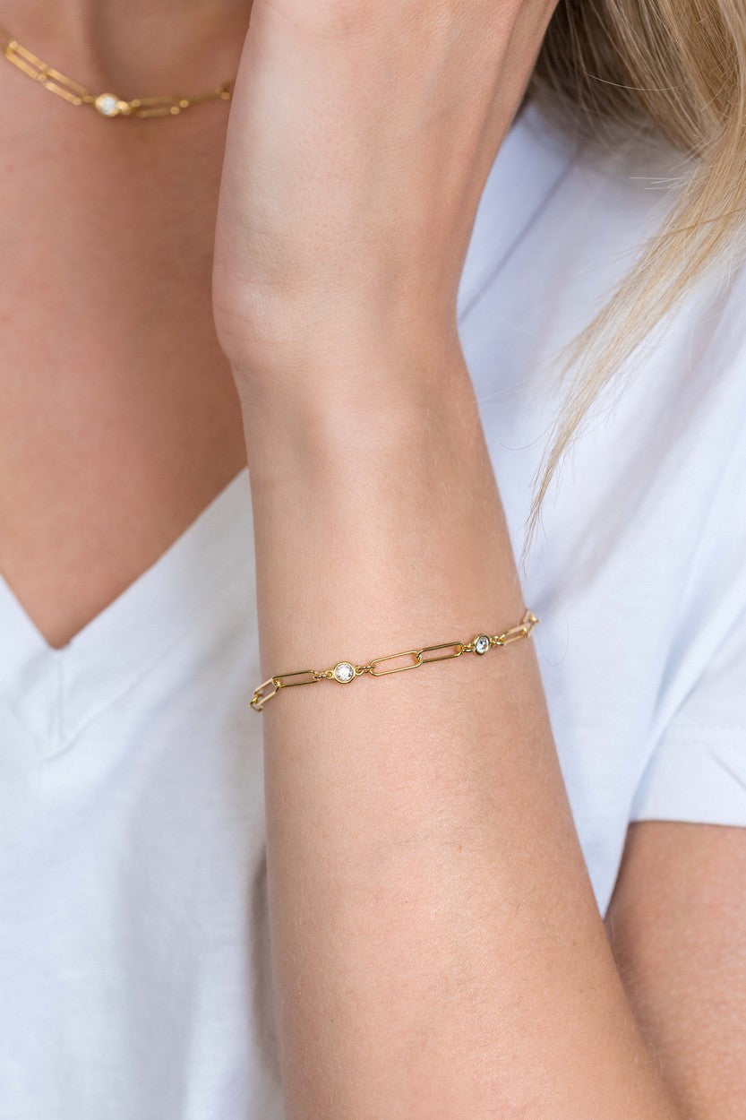 ZINZI zilveren armband 14K geel verguld paperclip schakel met zirconia 17-20 cm ZIA2079Y - PansiteNederland.nl