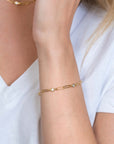 ZINZI zilveren armband 14K geel verguld paperclip schakel met zirconia 17-20 cm ZIA2079Y - PansiteNederland.nl
