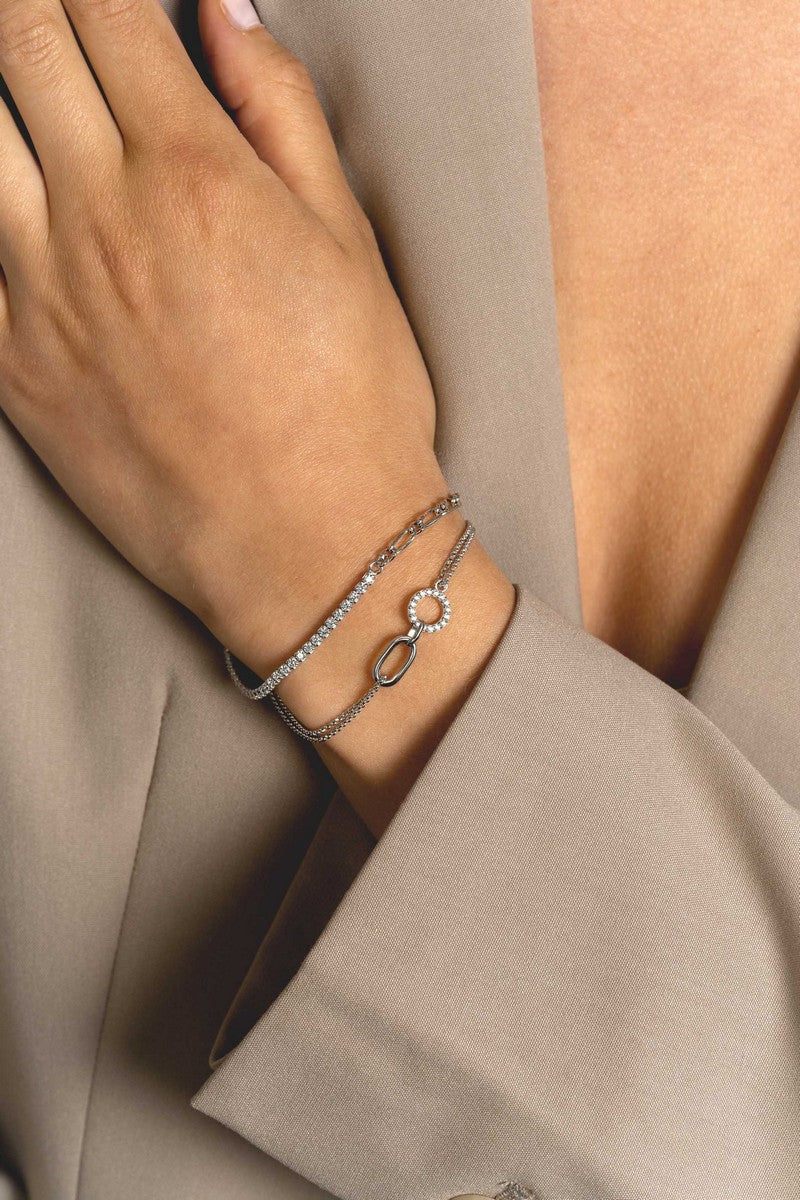ZINZI Zilveren Armband met Witte Zirkonia - ZIA2460