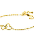 ZINZI gold plated zilveren armband met 2 verbonden hartjes 16,5-19,5cm ZIA2513G - PansiteNederland.nl