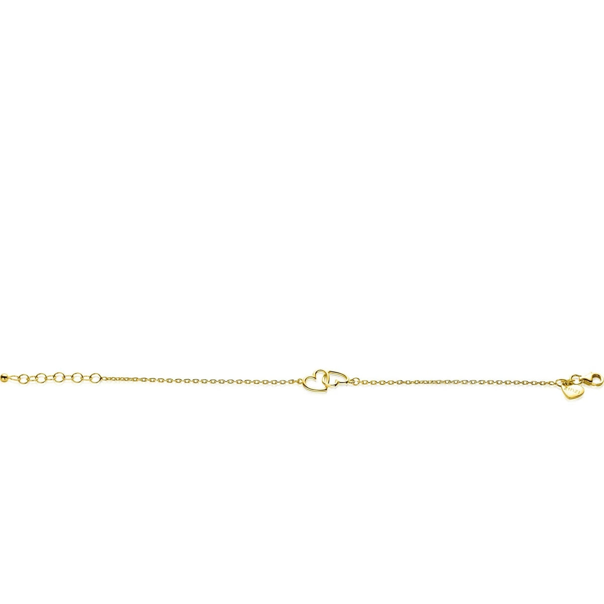 ZINZI gold plated zilveren armband met 2 verbonden hartjes 16,5-19,5cm ZIA2513G - PansiteNederland.nl
