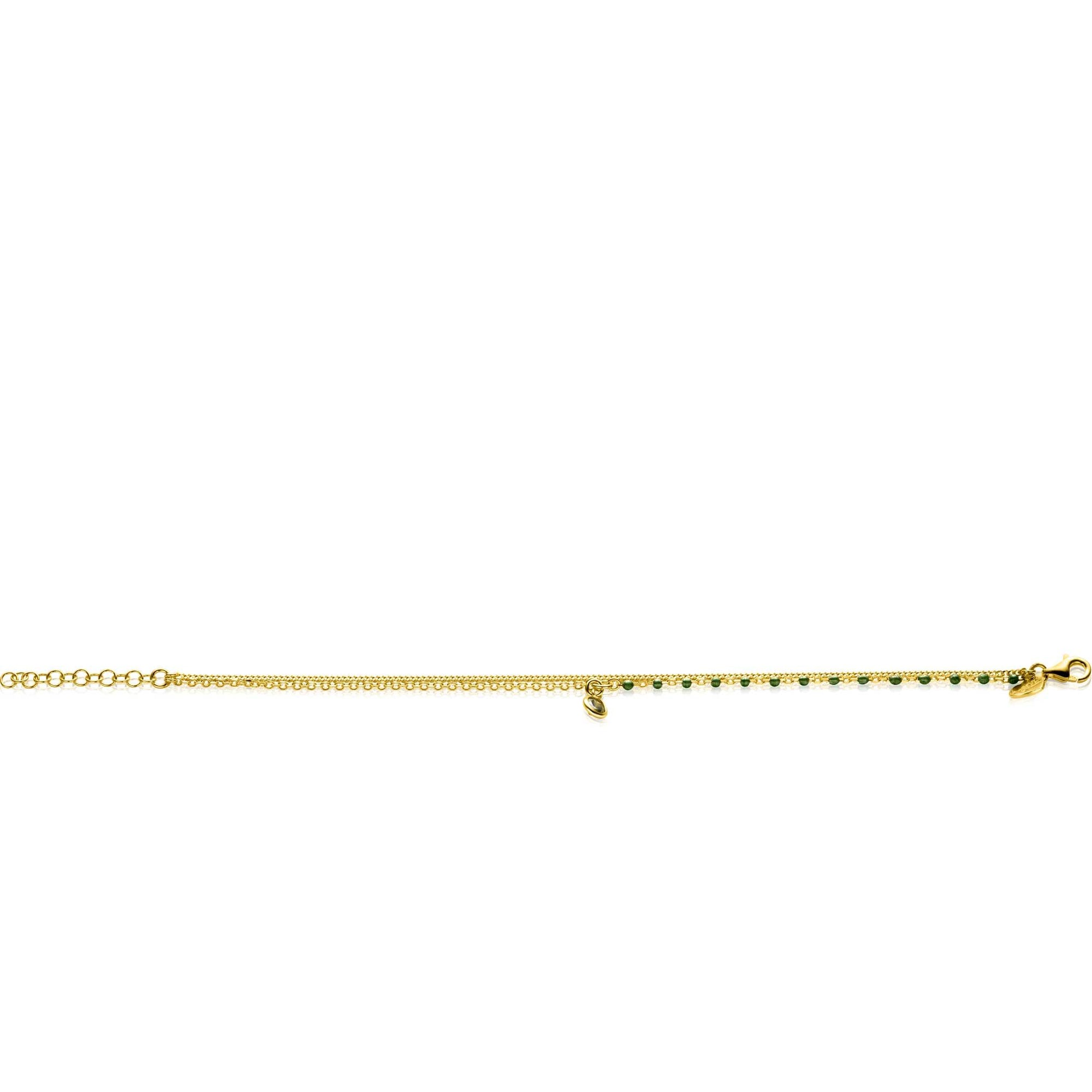 Zinzi Gold Plated 2-in-1 Armband met Groene Emaille Bolletjes en Kleursteen ZIA2528G, exclusief en kwalitatief hoogwaardig. Ontdek nu!