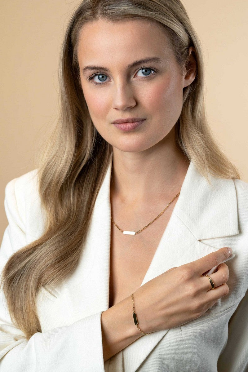 ZINZI gold plated zilveren armband met paperclip-schakels en glanzend rechthoekig plaatje om te graveren 16,5-19,5cm ZIA2530G - PansiteNederland.nl