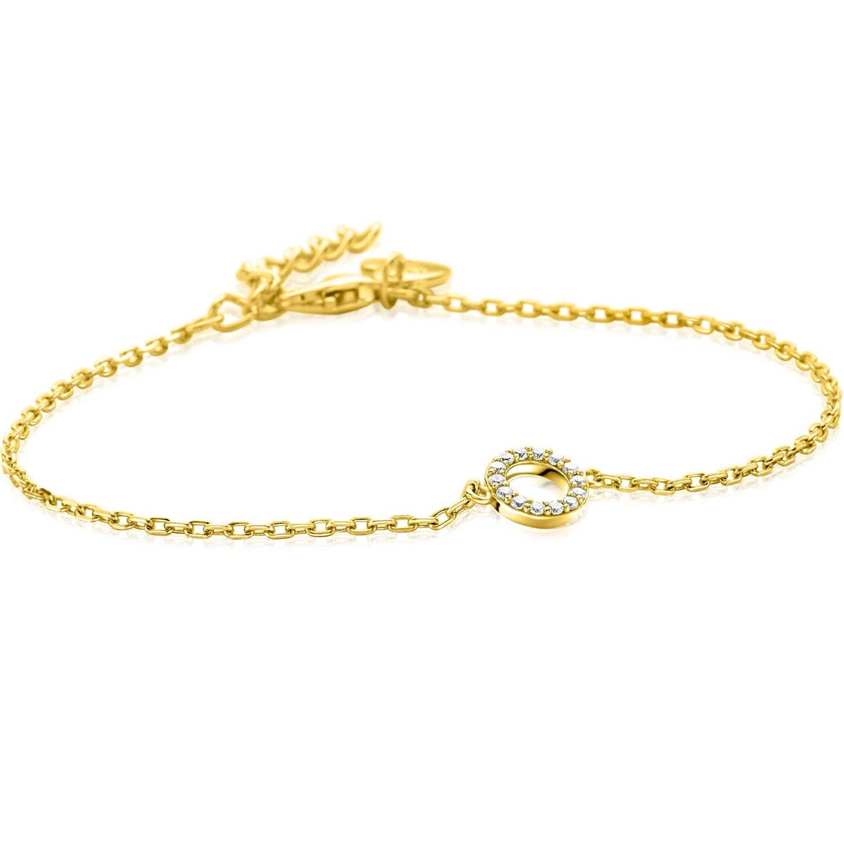 ZINZI Verguld Zilveren Armband met Witte Zirkonia - ZIA2550Y