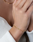 ZINZI gold plated zilveren schakel armband met vijf gladde bamboe vormen 17-20cm ZIA2577G - PansiteNederland.nl