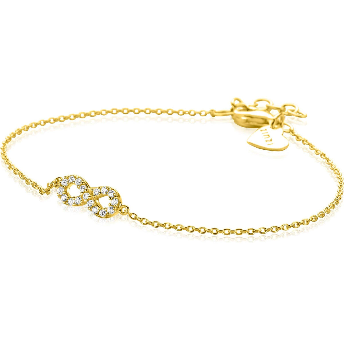 ZINZI gold plated zilveren armband met Infinity teken met witte zirkonia's 17-19cm ZIA2597Y - PansiteNederland.nl