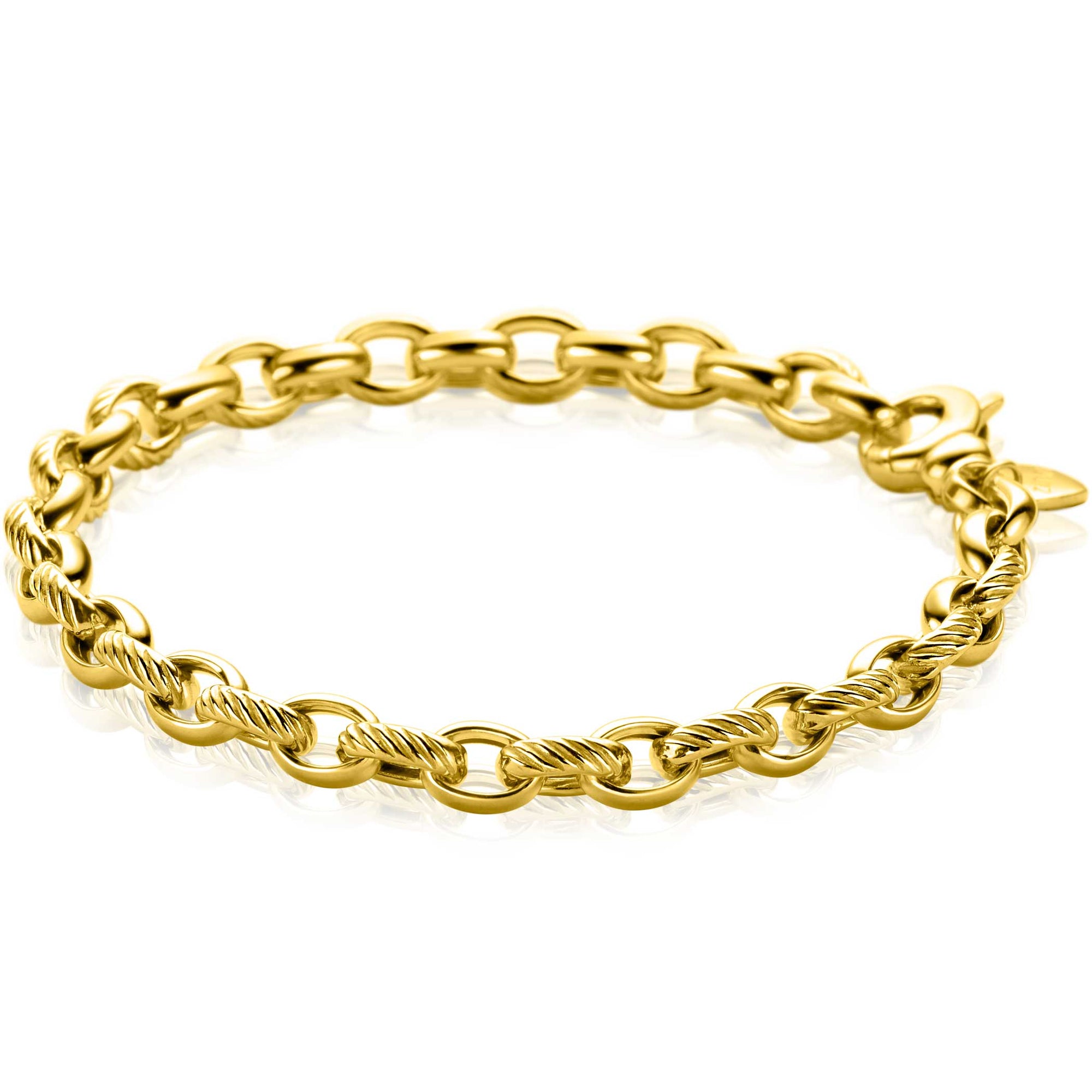 ZINZI gold plated zilveren brede schakelarmband (6mm) 20cm ZIA2638 - PansiteNederland.nl