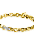 ZINZI gold plated zilveren schakel armband met een ronde schakel bezet met witte zirkonia's 6mm breed 19cm ZIA2664 - PansiteNederland.nl