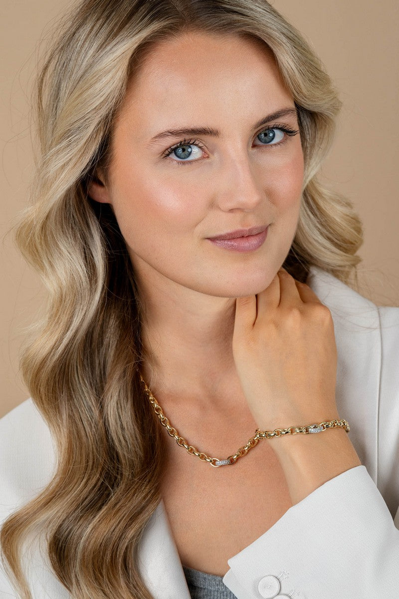 ZINZI Verguld Zilveren Armband met Witte Zirkonia - ZIA2664