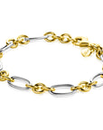 ZINZI bicolor schakelarmband 7mm breed met jasseron en ovale schakels 19,5cm ZIA2667 - PansiteNederland.nl