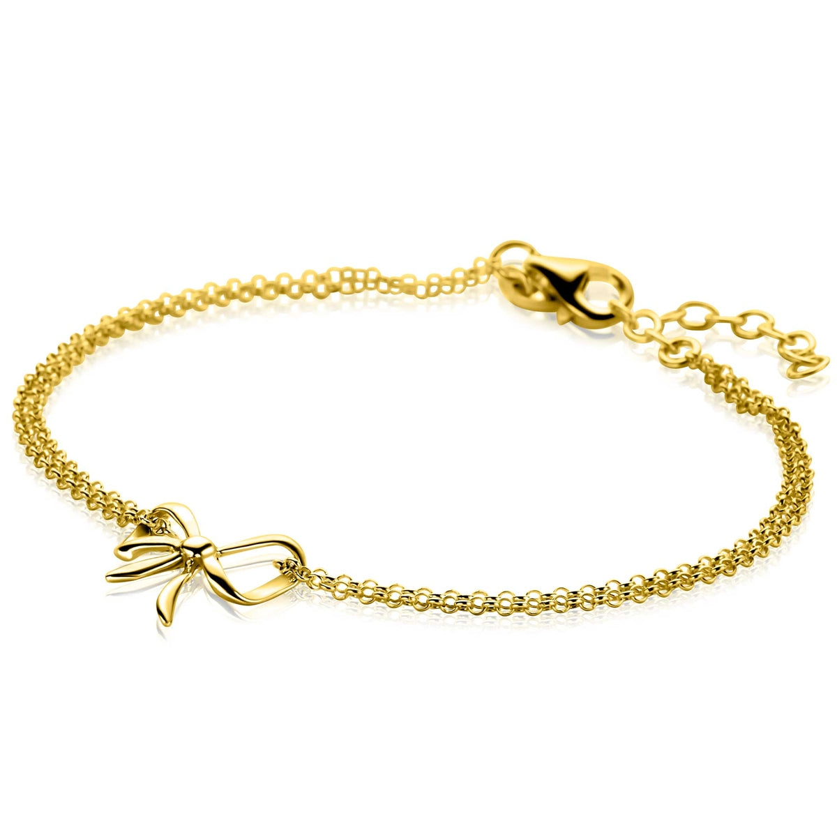 ZINZI gold plated zilveren multi-look armband met sierlijke strik 17-20cm ZIA2677 - PansiteNederland.nl