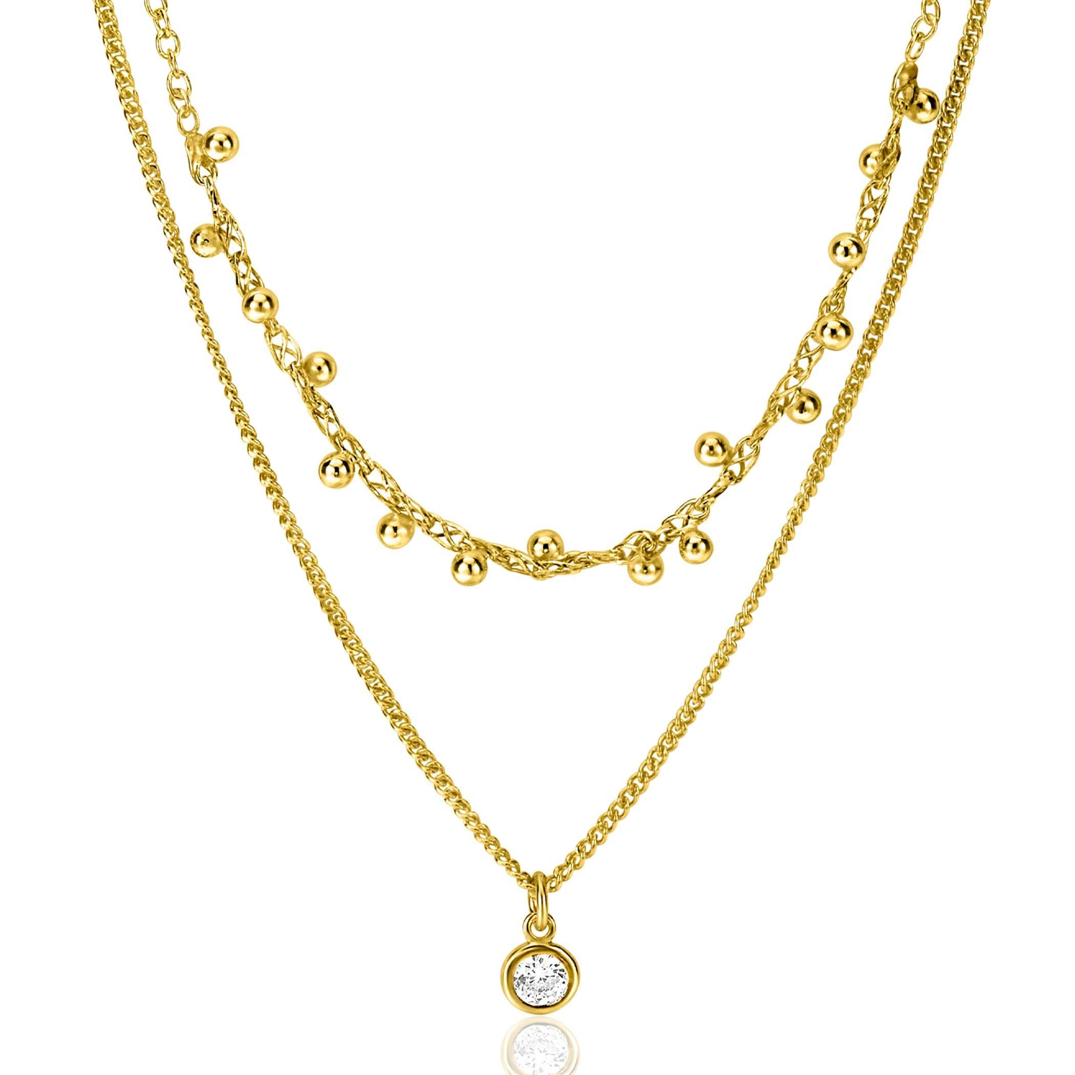 ZINZI Verguld Zilveren Ketting met Witte Zirkonia - ZIC2520Y