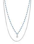 ZINZI zilveren multilook ketting met gourmet en blauwe bolletjes schakels en zirkonia 42-45cm ZIC2529 - PansiteNederland.nl