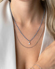 ZINZI zilveren multilook ketting met gourmet en blauwe bolletjes schakels en zirkonia 42-45cm ZIC2529 - PansiteNederland.nl