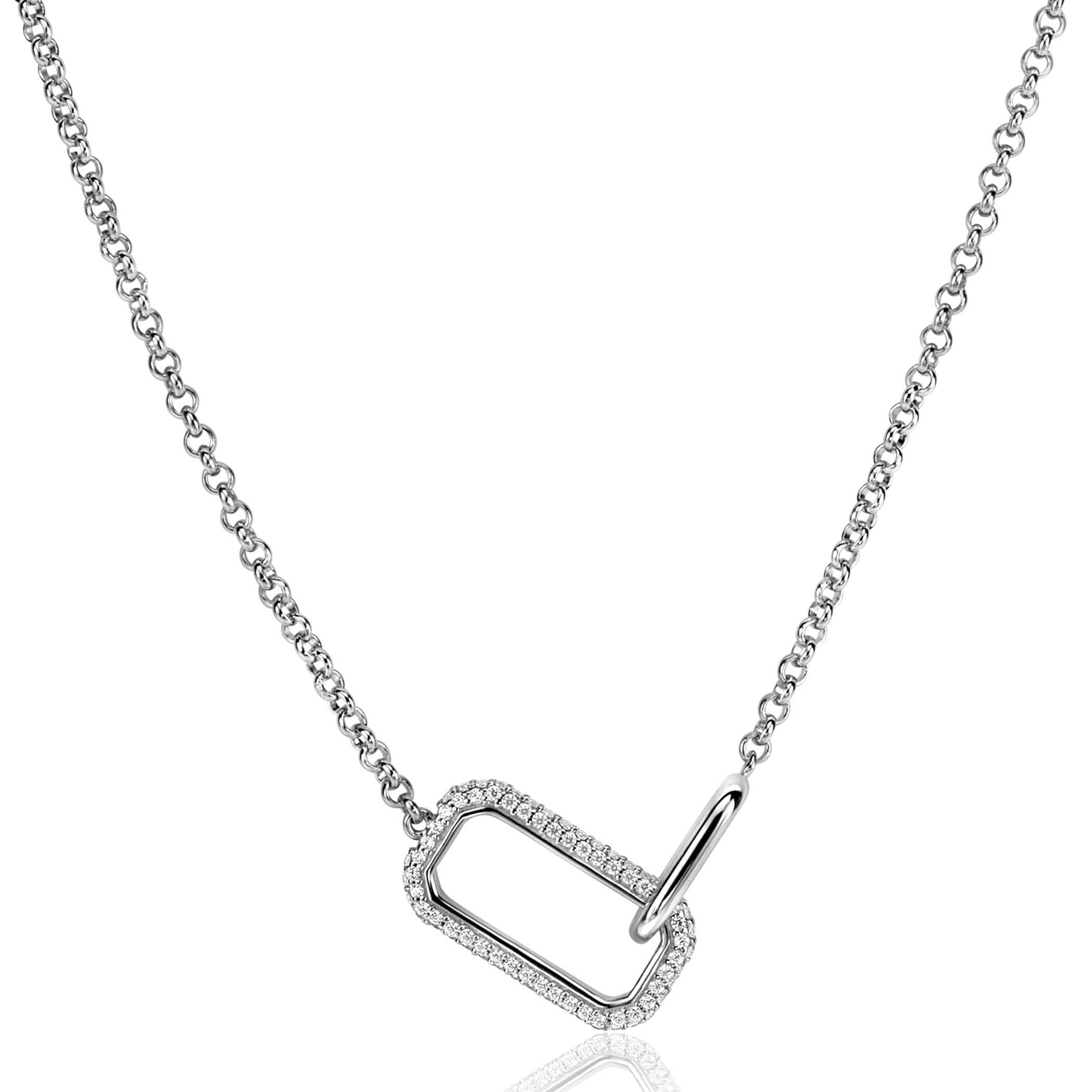 ZINZI Zilveren Ketting met Witte Zirkonia - ZIC2551