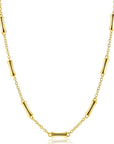 ZINZI gold plated zilveren schakel ketting met zeven gladde bamboe vormen 40-45m ZIC2577G - PansiteNederland.nl