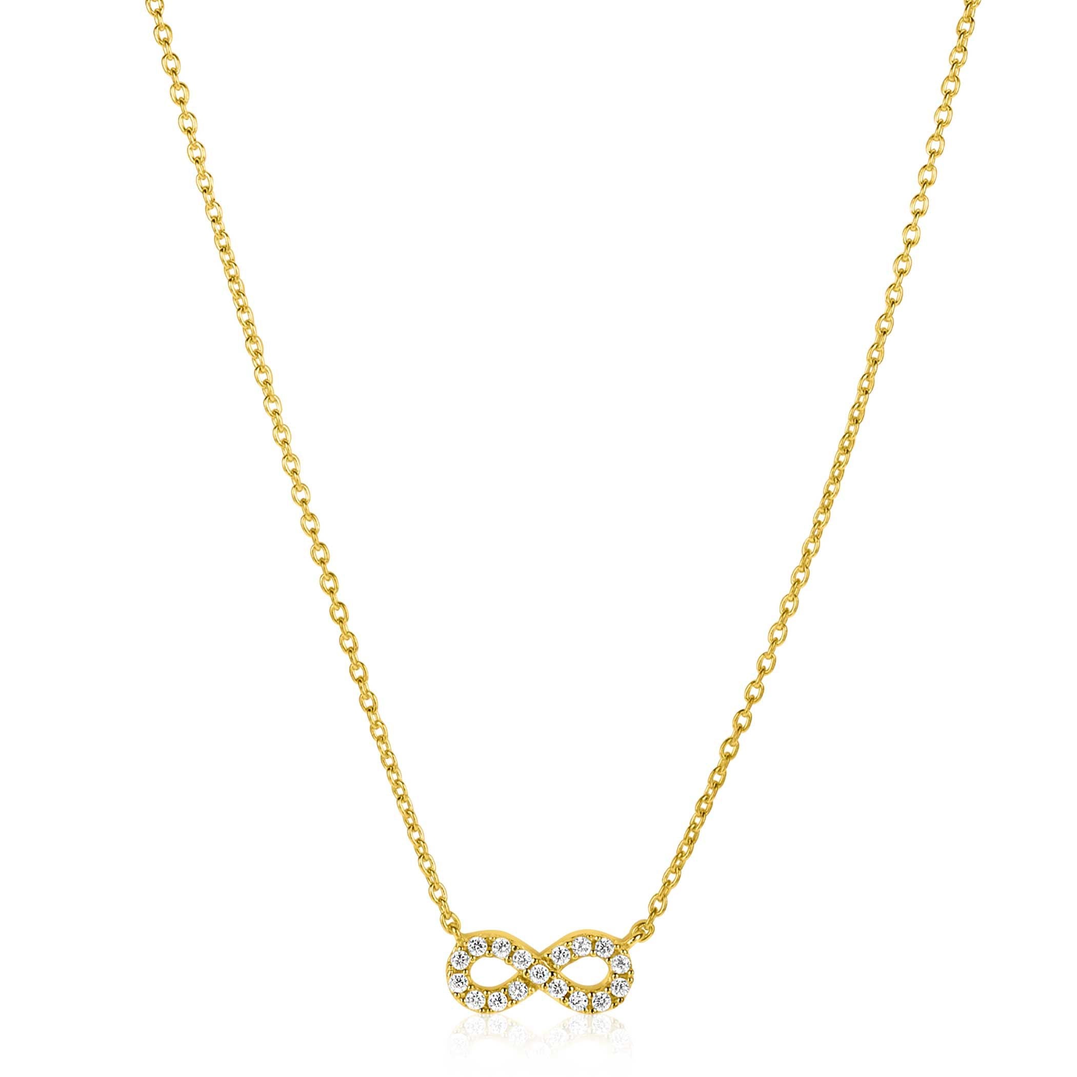 ZINZI Verguld Zilveren Ketting met Witte Zirkonia - ZIC2597Y