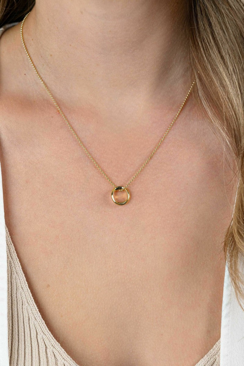 ZINZI gold plated zilveren bolletjes ketting met gladde hanger in ronde organische vorm 45-48cm - ZIC2611G