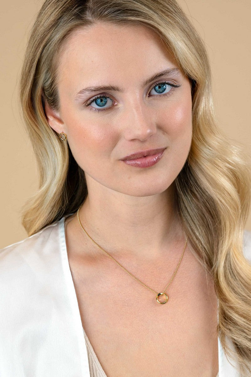 ZINZI gold plated zilveren bolletjes ketting met gladde hanger in ronde organische vorm 45-48cm - ZIC2611G