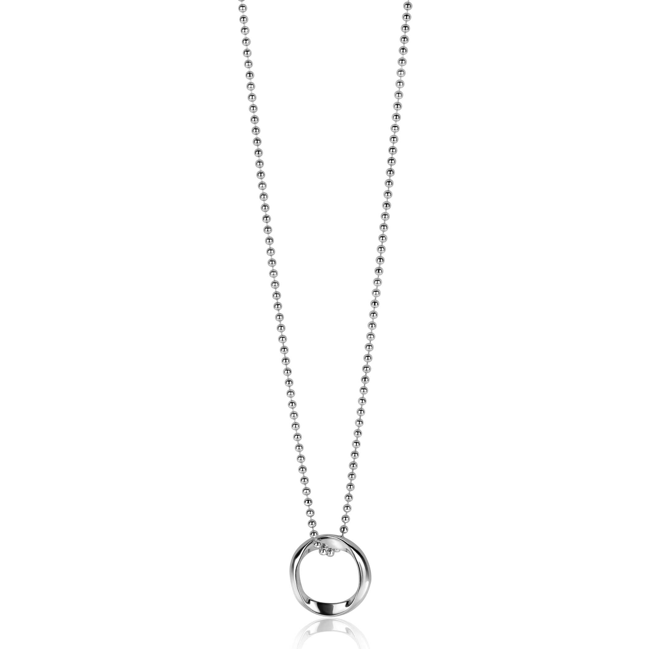 ZINZI zilveren bolletjes ketting met gladde hanger in ronde organische vorm 45-48cm - ZIC2611