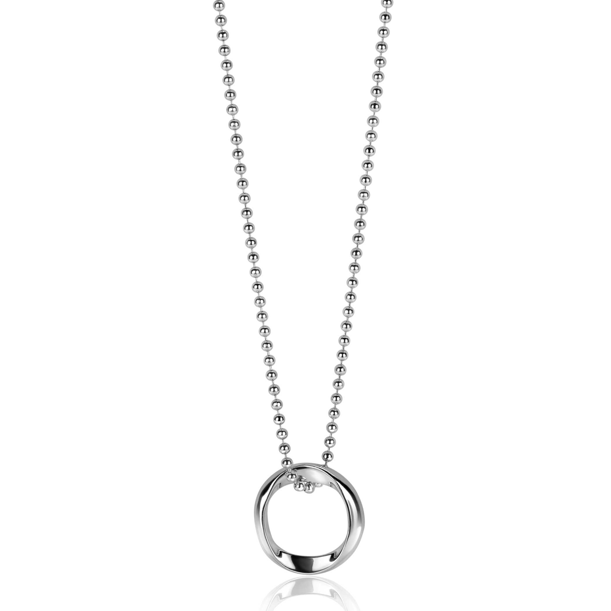 ZINZI zilveren bolletjes ketting met gladde hanger in ronde organische vorm 45-48cm - ZIC2611