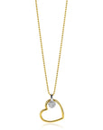 ZINZI gold plated zilveren bolletjes ketting met grote open hart hanger 20mm en bungelend luxe hartje 45-48cm ZIC2621 - PansiteNederland.nl