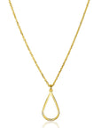 ZINZI gold plated zilveren jasseron ketting met open druppelvormige hanger (10mm) 42-45cm ZIC2635 - PansiteNederland.nl