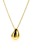 ZINZI gold plated zilveren jasseron ketting 45cm met luxe grote druppelvormige hanger (24mm) ZIC2637G - PansiteNederland.nl