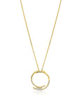 ZINZI gold plated zilveren ketting met grote open ronde hanger 25mm bezet met witte zirkonia's 45-50 cm ZIC2645Y - PansiteNederland.nl