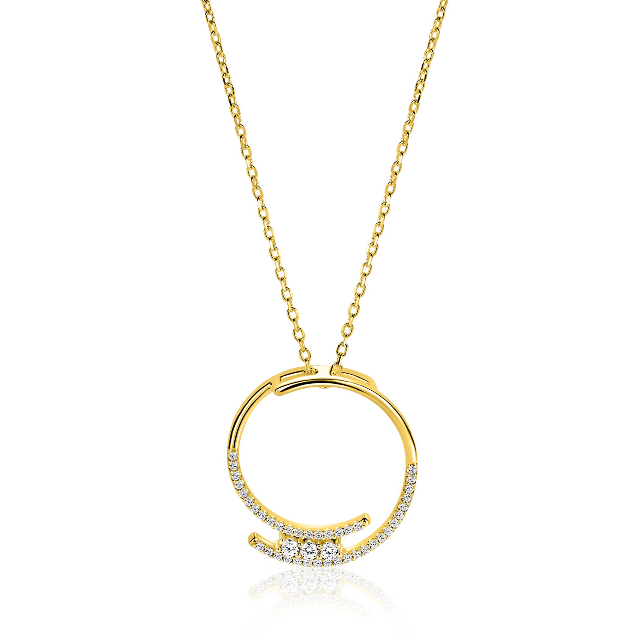 ZINZI Verguld Zilveren Ketting met Witte Zirkonia - ZIC2645Y