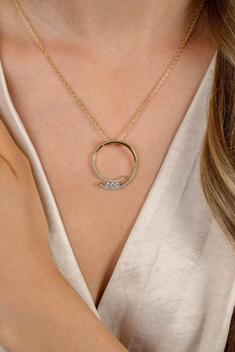 ZINZI Verguld Zilveren Ketting met Witte Zirkonia - ZIC2645Y