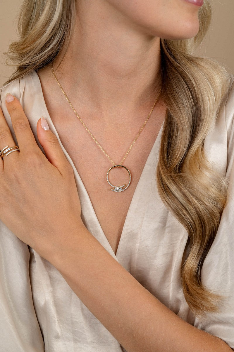 ZINZI Verguld Zilveren Ketting met Witte Zirkonia - ZIC2645Y