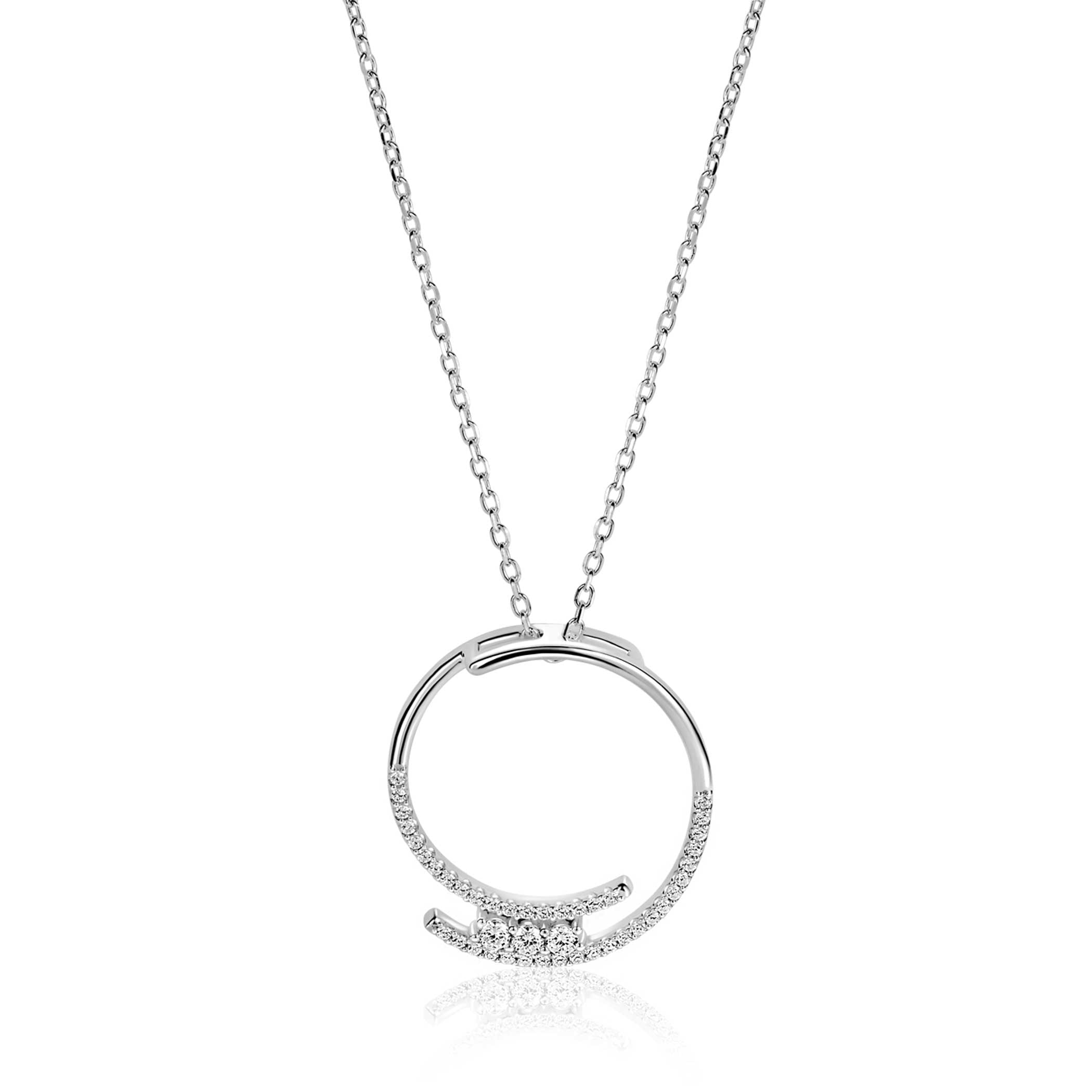 ZINZI Zilveren Ketting met Witte Zirkonia - ZIC2645